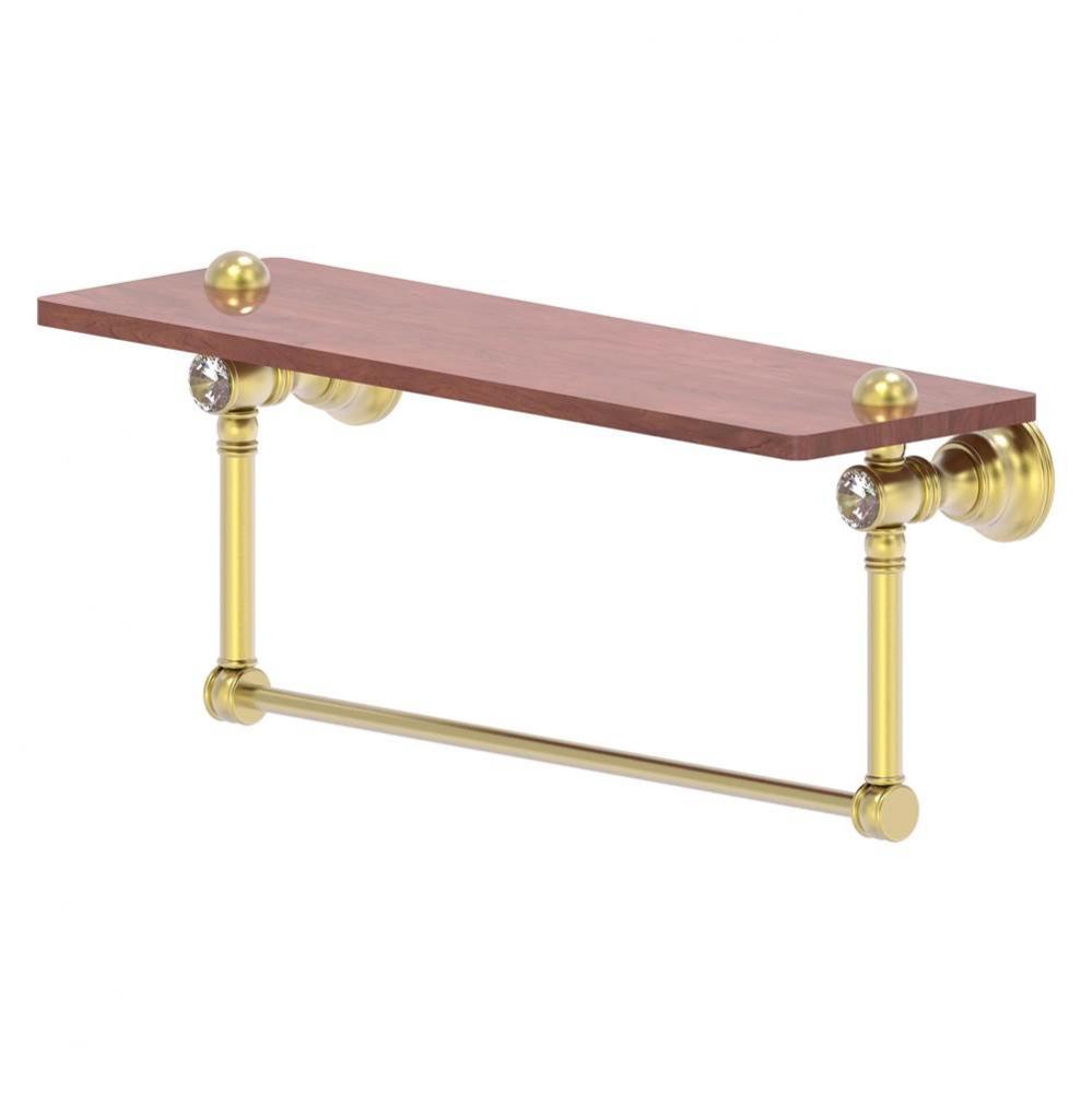Carolina Crystal Collection 16 Inch Wood shelf with Integrated Towel Bar - Satin Brass