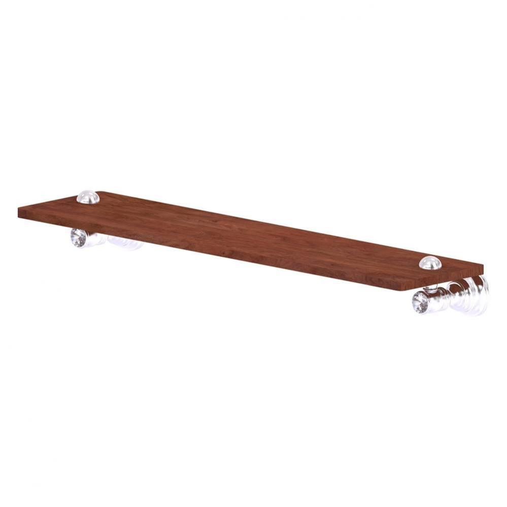 Carolina Crystal Collection 22 Inch Wood Shelf - Satin Chrome