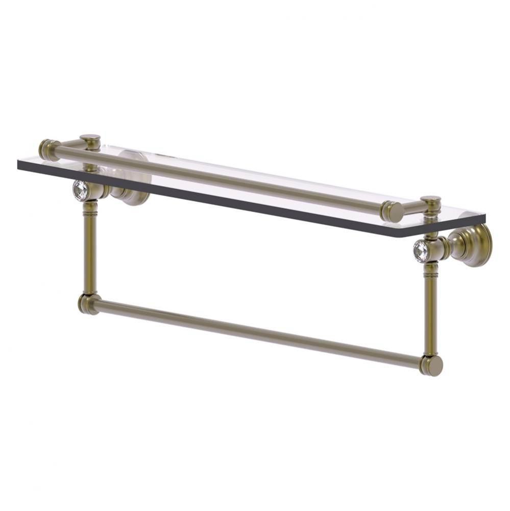 Carolina Crystal Collection 22 Inch Gallery Glass Shelf with Towel Bar - Antique Brass