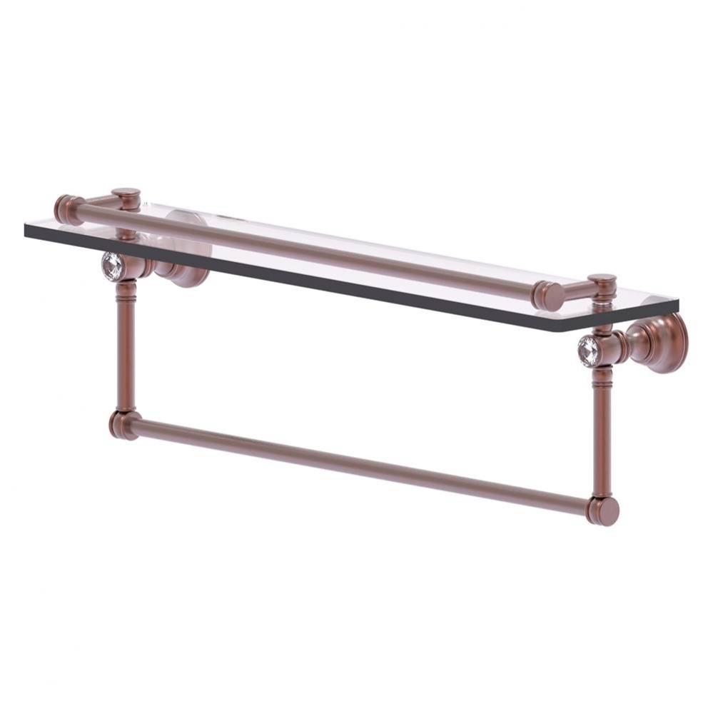 Carolina Crystal Collection 22 Inch Gallery Glass Shelf with Towel Bar - Antique Copper
