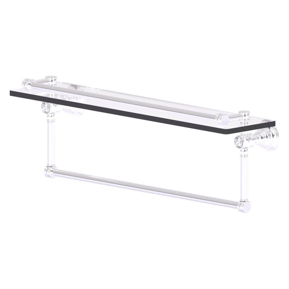 Carolina Crystal Collection 22 Inch Gallery Glass Shelf with Towel Bar - Satin Chrome