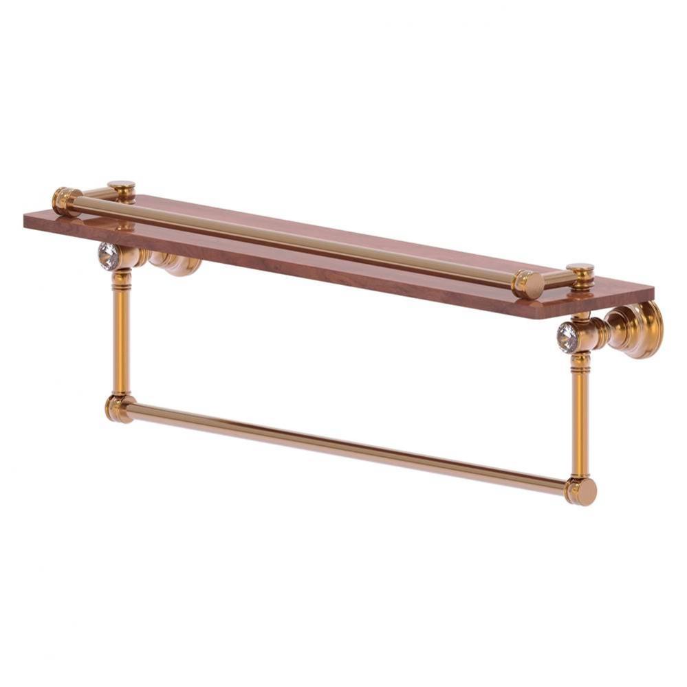 Carolina Crystal Collection 22 Inch Gallery Wood Shelf with Towel Bar - Brushed Bronze