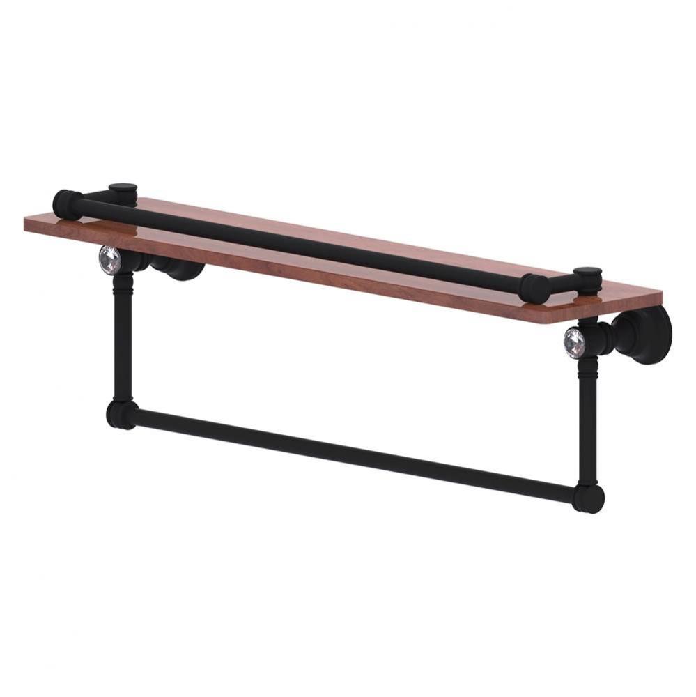 Carolina Crystal Collection 22 Inch Gallery Wood Shelf with Towel Bar - Matte Black