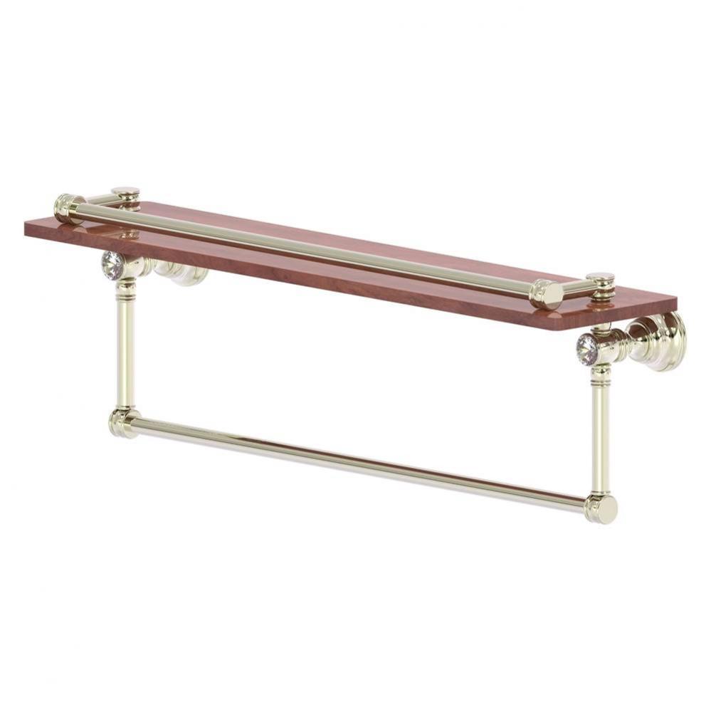 Carolina Crystal Collection 22 Inch Gallery Wood Shelf with Towel Bar - Polished Nickel