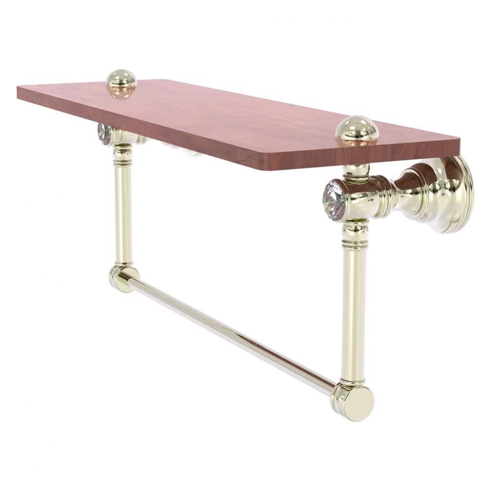 Carolina Crystal Collection 22 Inch Wood shelf with Integrated Towel Bar - Polished Nickel