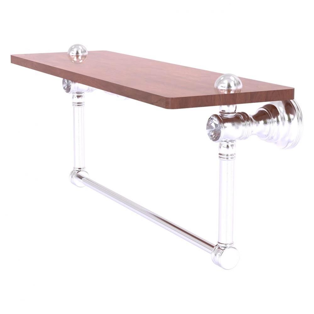 Carolina Crystal Collection 22 Inch Wood shelf with Integrated Towel Bar - Satin Chrome