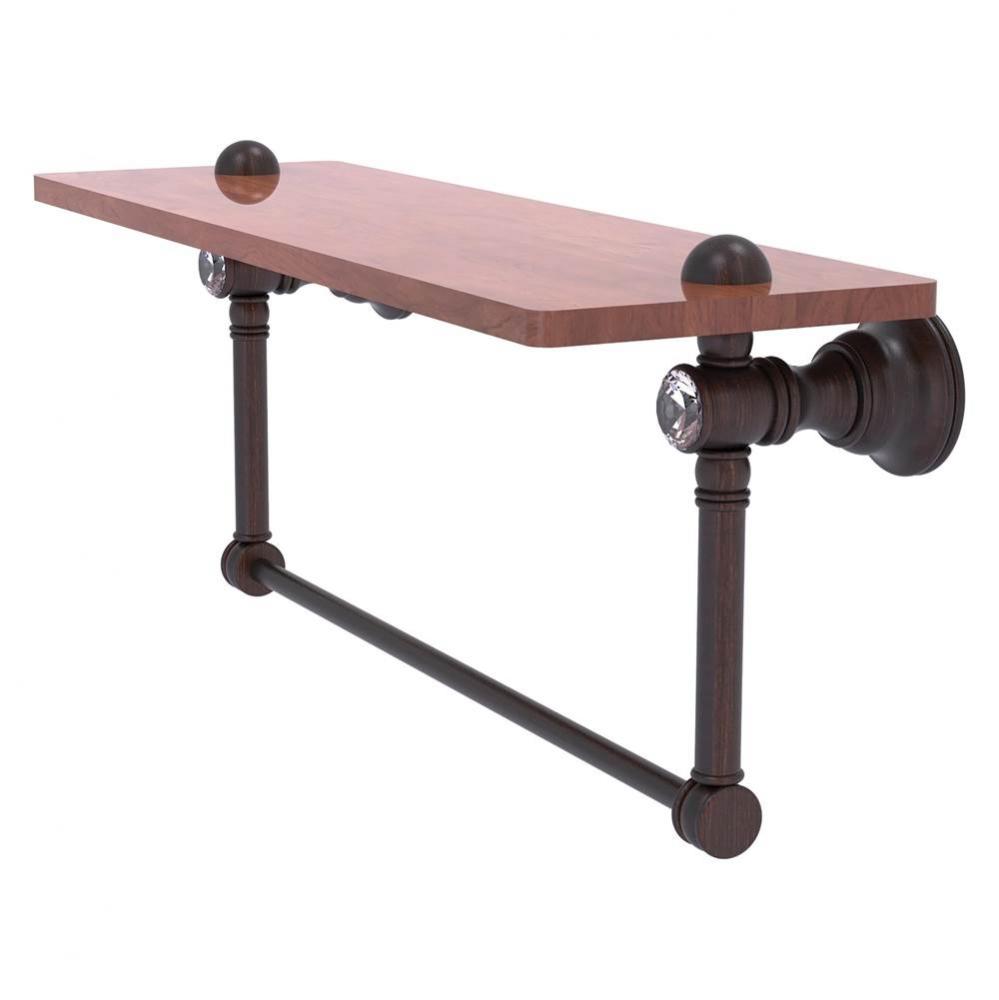 Carolina Crystal Collection 22 Inch Wood shelf with Integrated Towel Bar - Venetian Bronze
