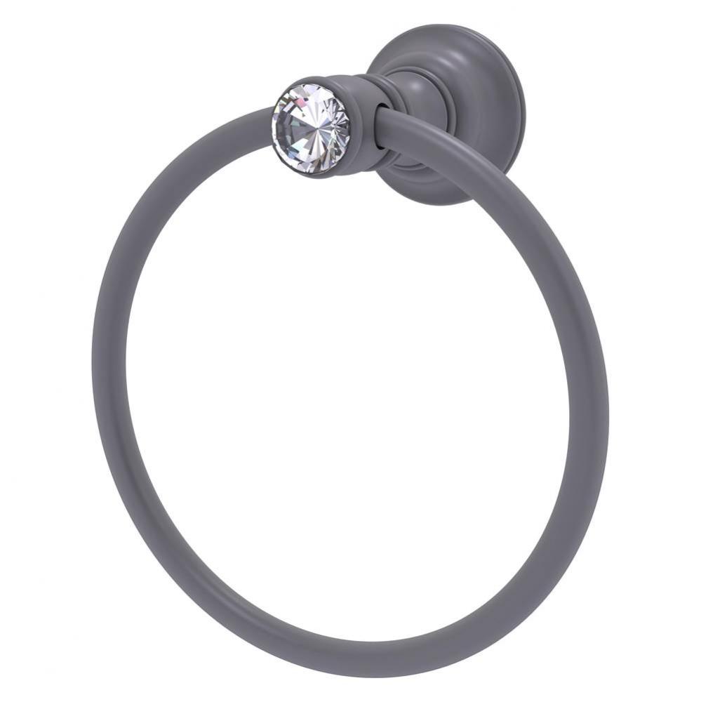 Carolina Crystal Collection Towel Ring - Matte Gray