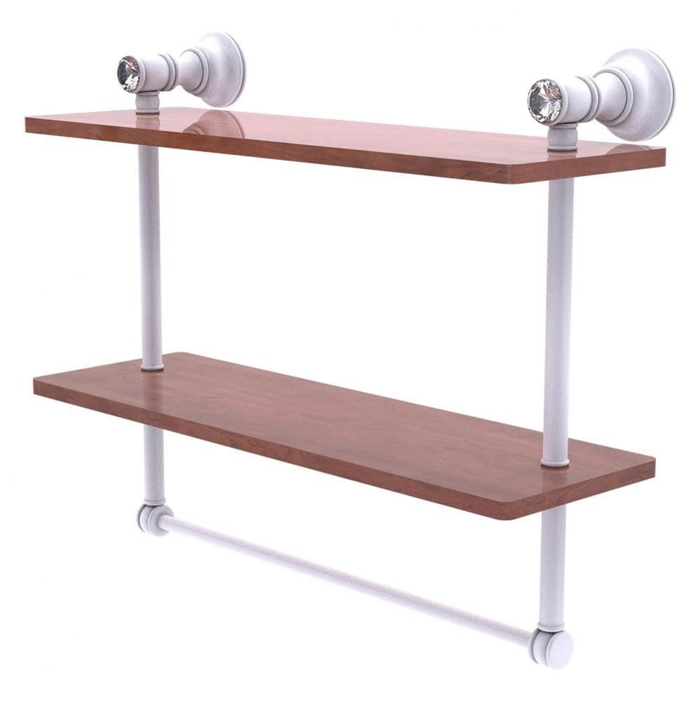 Carolina Crystal Collection 16 Inch Double Wood Shelf with Towel Bar - Matte White
