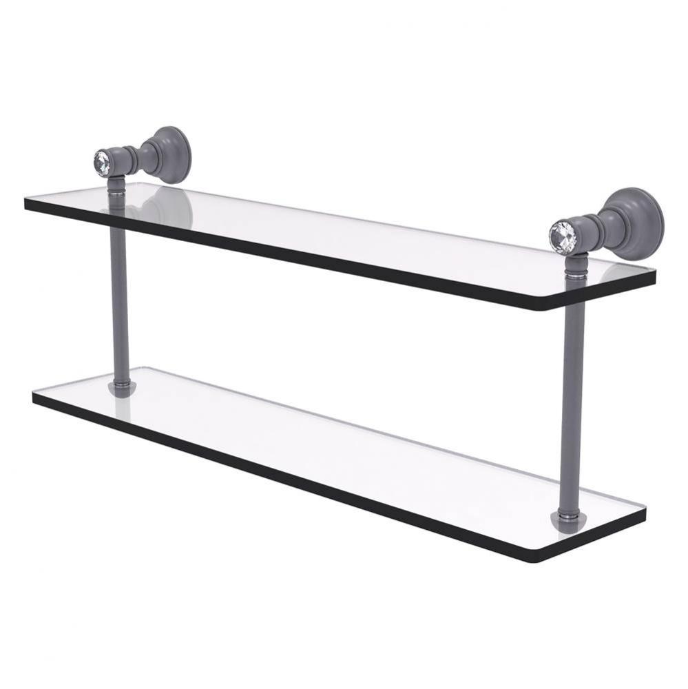 Carolina Crystal Collection 22 Inch Two Tiered Glass Shelf - Matte Gray