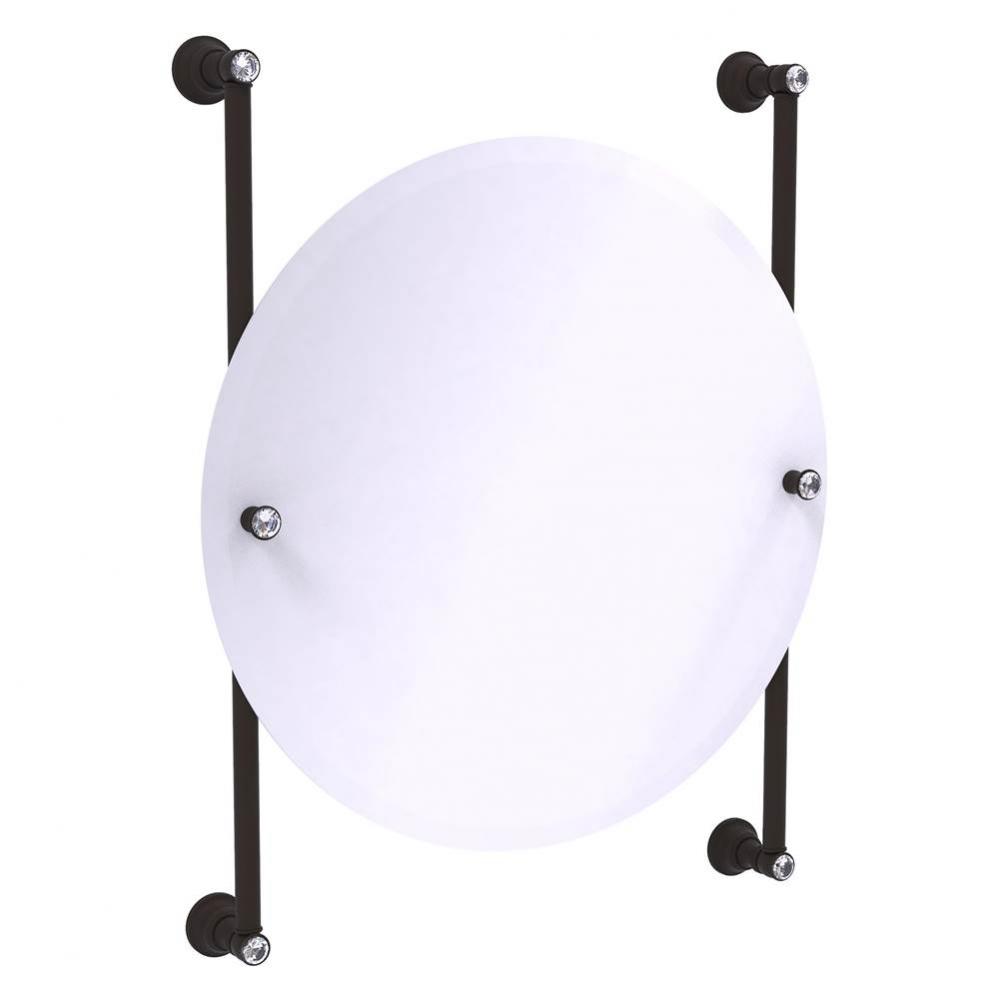Carolina Crystal Collection Round Frameless Rail Mounted Mirror - Oil Rubbed Bronze