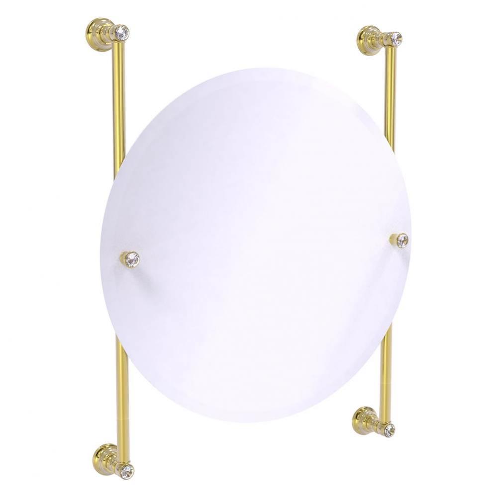 Carolina Crystal Collection Round Frameless Rail Mounted Mirror - Unlacquered Brass