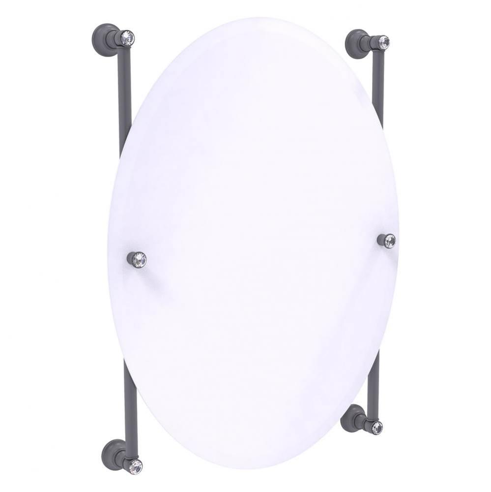 Carolina Crystal Collection Oval Frameless Rail Mounted Mirror - Matte Gray