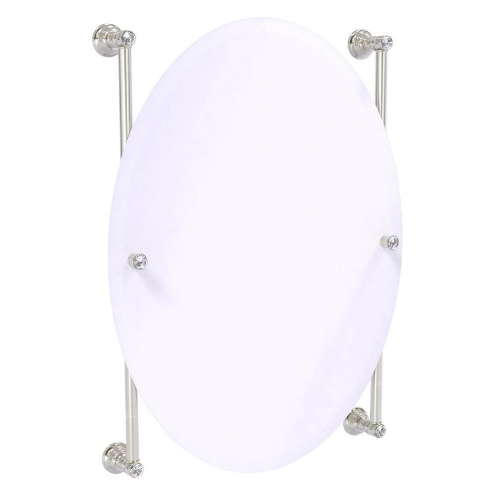 Carolina Crystal Collection Oval Frameless Rail Mounted Mirror - Satin Nickel