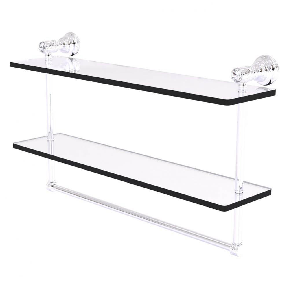 Carolina Crystal Collection 22 Inch Double Glass Shelf with Towel Bar - Polished Chrome