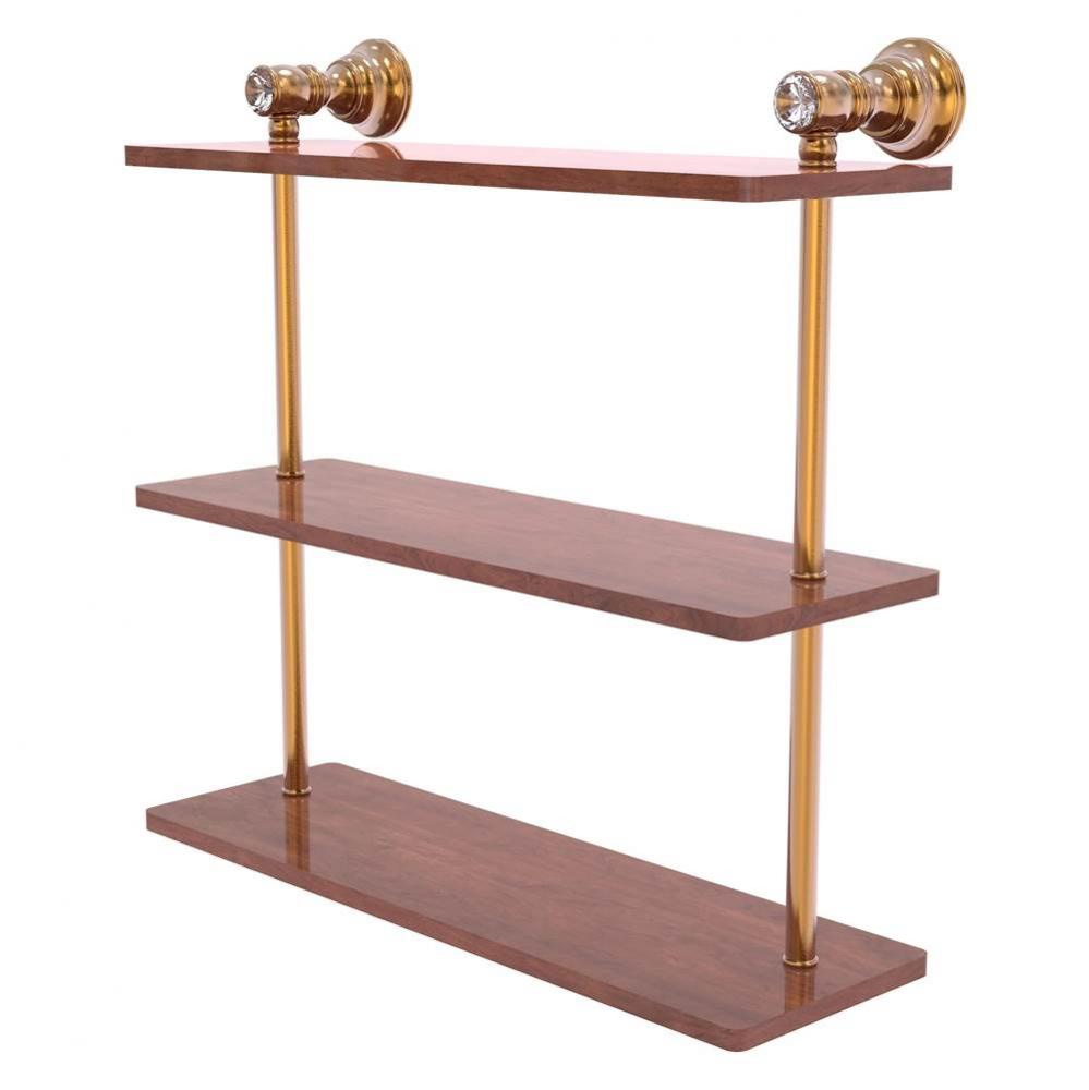 Carolina Crystal Collection 16 Inch Triple Wood Shelf - Brushed Bronze