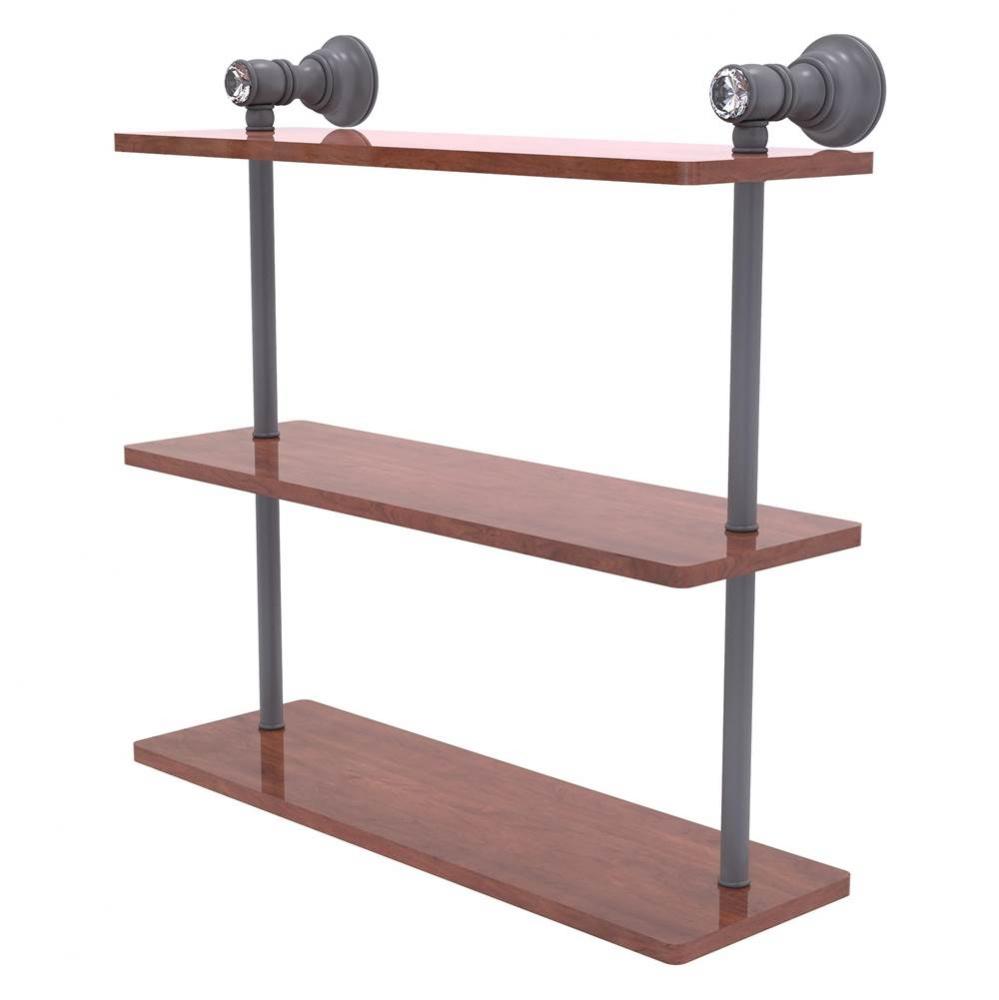 Carolina Crystal Collection 16 Inch Triple Wood Shelf - Matte Gray