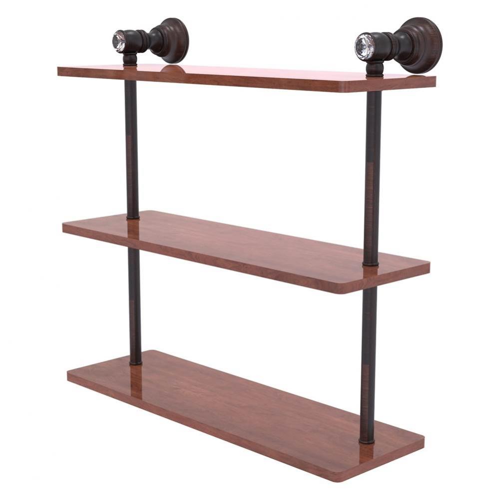 Carolina Crystal Collection 16 Inch Triple Wood Shelf - Venetian Bronze