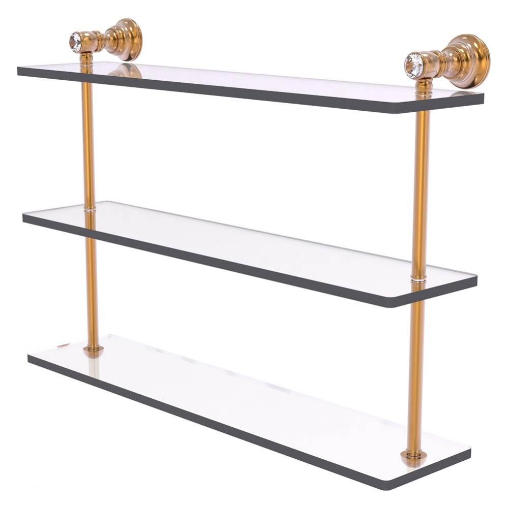 Carolina Crystal Collection 22 Inch Triple Glass Shelf - Brushed Bronze