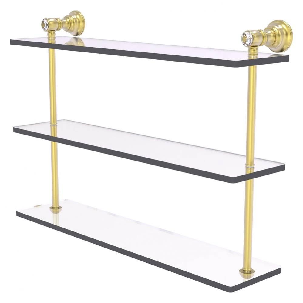 Carolina Crystal Collection 22 Inch Triple Glass Shelf - Satin Brass