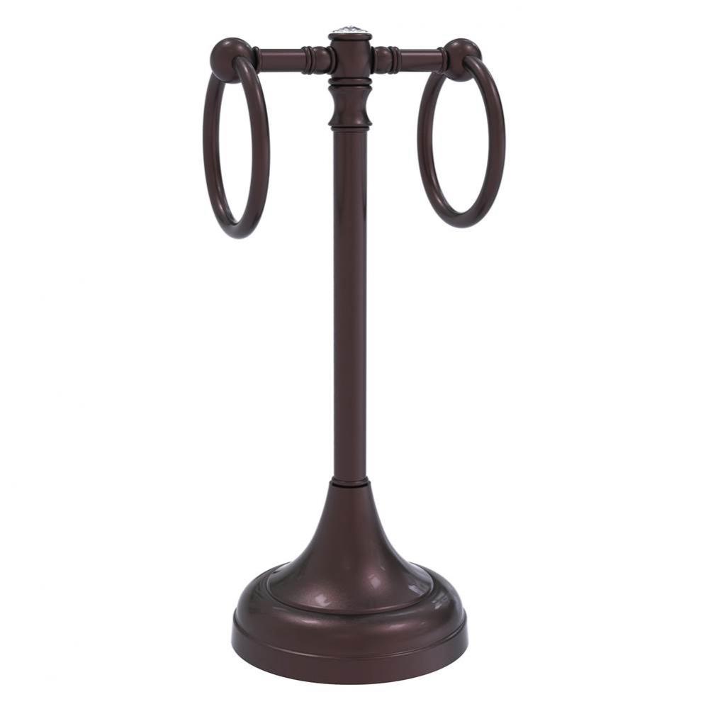 Carolina Crystal Collection 2 Ring Guest Towel Stand - Antique Bronze