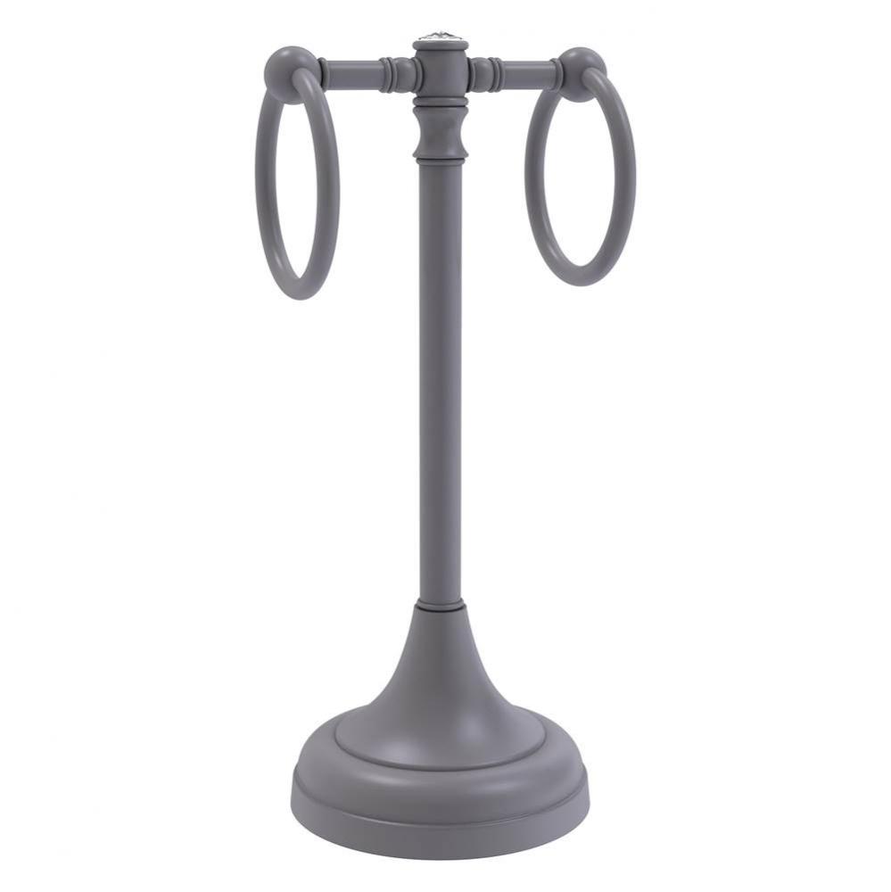 Carolina Crystal Collection 2 Ring Guest Towel Stand - Matte Gray