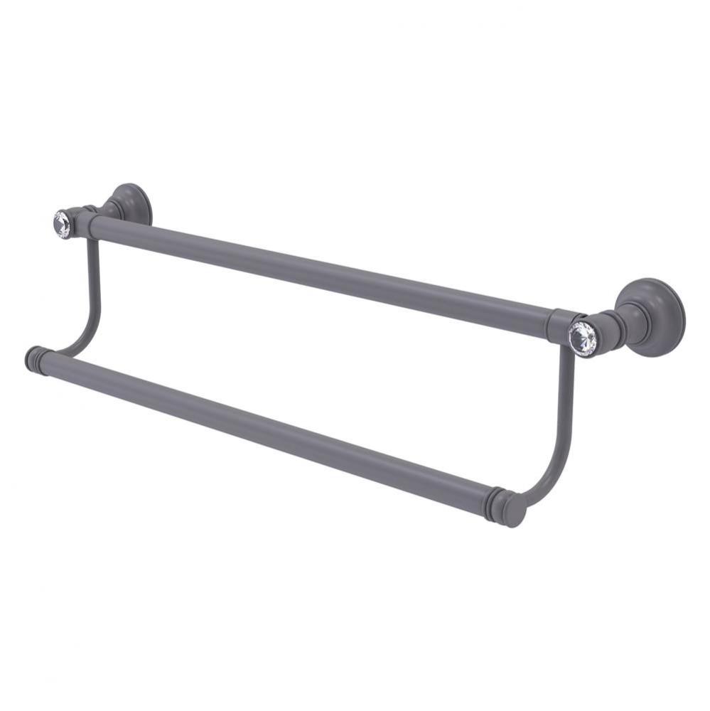 Carolina Crystal Collection 24 Inch Double Towel Bar - Matte Gray
