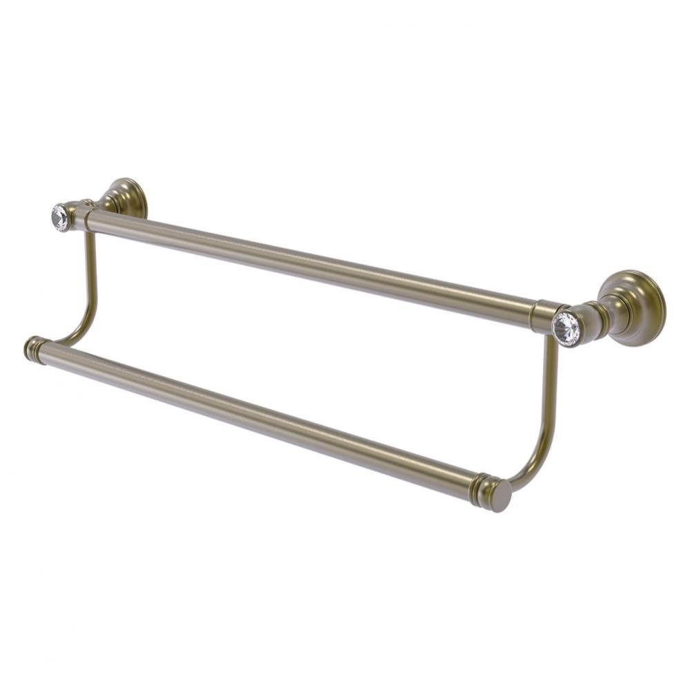 Carolina Crystal Collection 30 Inch Double Towel Bar - Antique Brass
