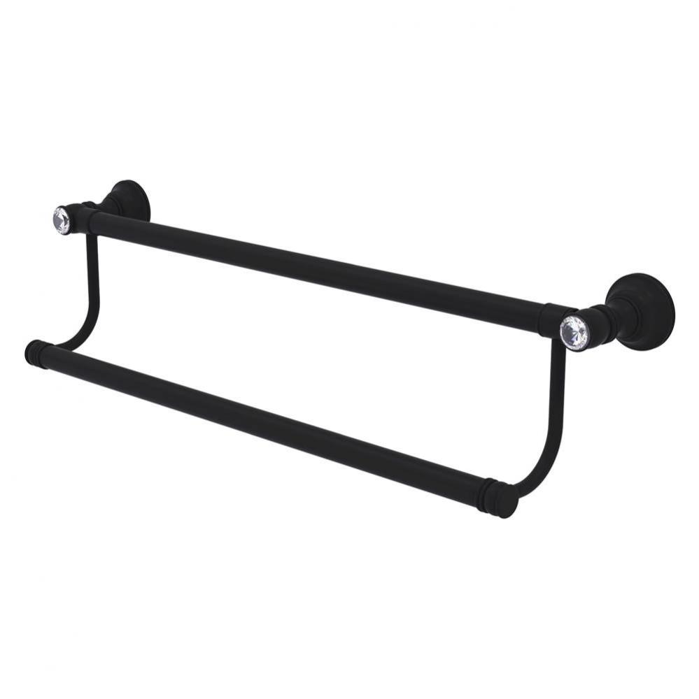 Carolina Crystal Collection 36 Inch Double Towel Bar - Matte Black