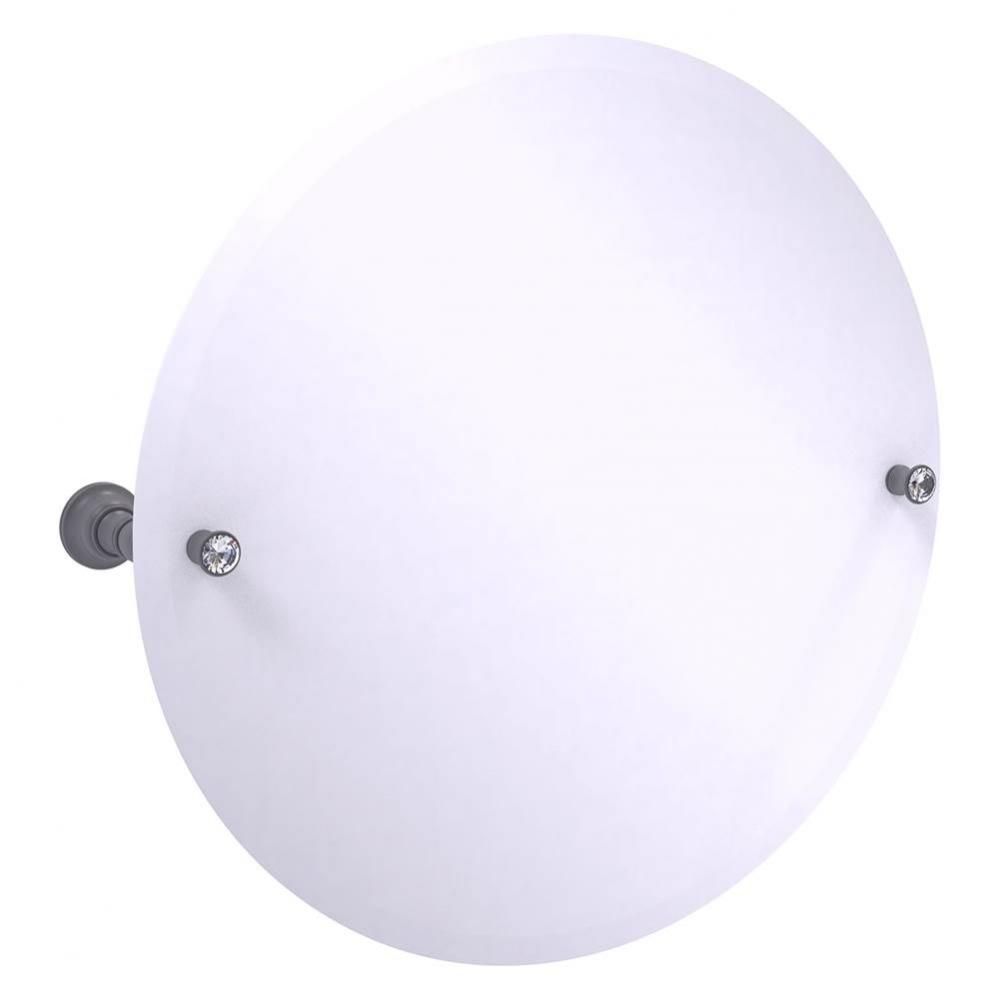Carolina Crystal Collection Frameless Round Tilt Mirror with Beveled Edge - Matte Gray