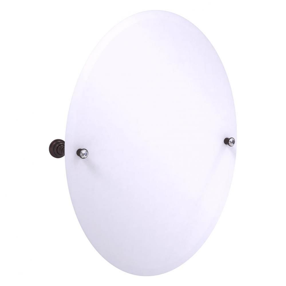 Carolina Crystal Collection Frameless Oval Tilt Mirror with Beveled Edge - Antique Bronze