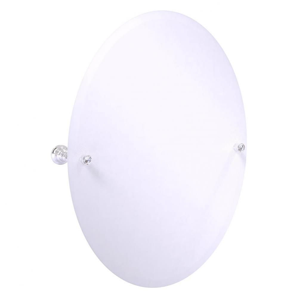 Carolina Crystal Collection Frameless Oval Tilt Mirror with Beveled Edge - Satin Chrome