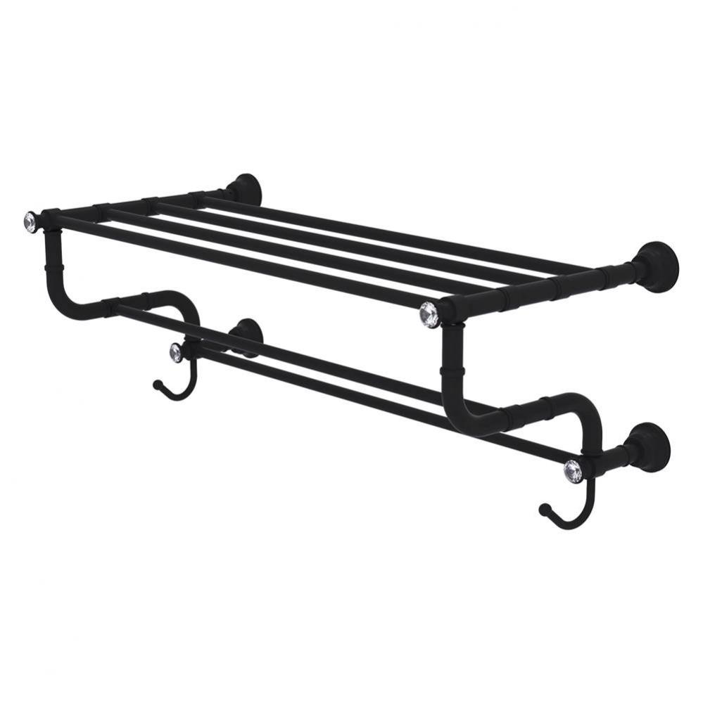 Carolina Crystal Collection 24 Inch Towel Shelf with Double Towel Bar - Matte Black