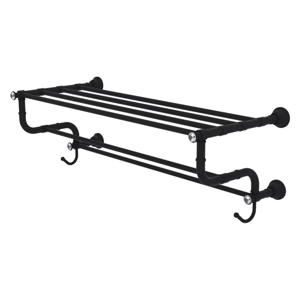 Carolina Crystal Collection 30 Inch Towel Shelf with Double Towel Bar - Matte Black