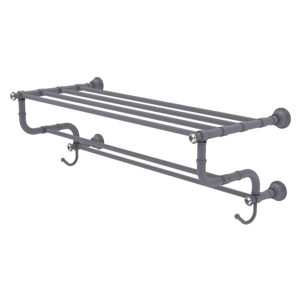 Carolina Crystal Collection 30 Inch Towel Shelf with Double Towel Bar - Matte Gray