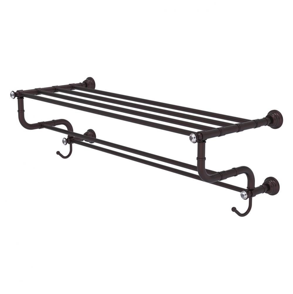 Carolina Crystal Collection 36 Inch Towel Shelf with Double Towel Bar - Antique Bronze