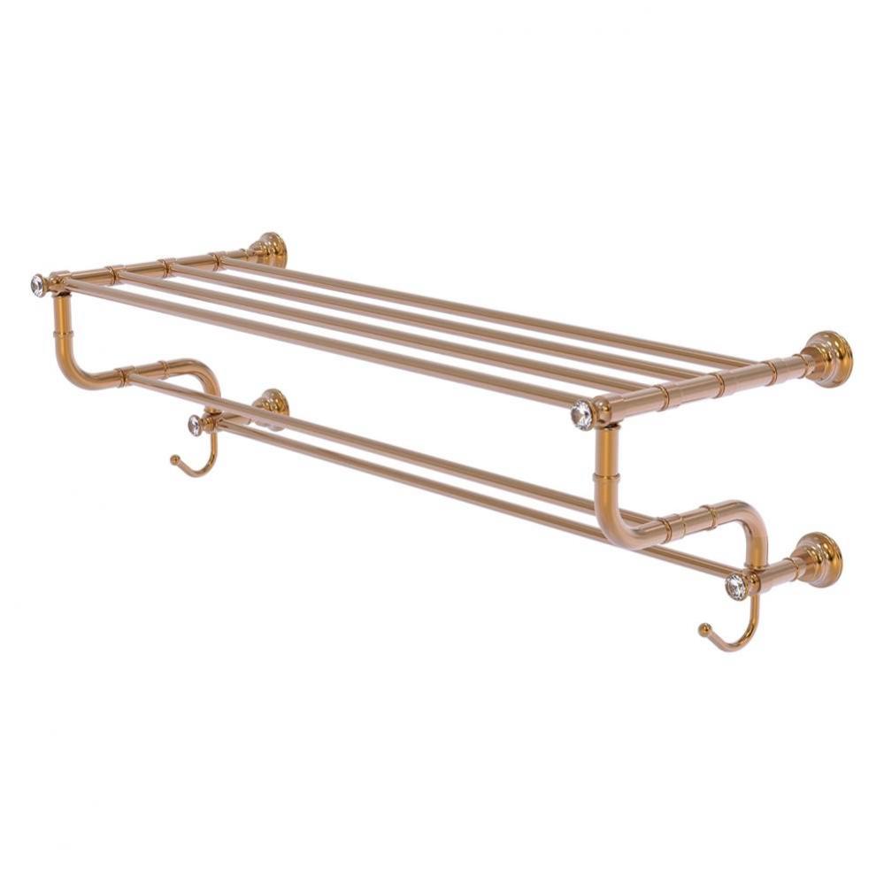 Carolina Crystal Collection 36 Inch Towel Shelf with Double Towel Bar - Brushed Bronze