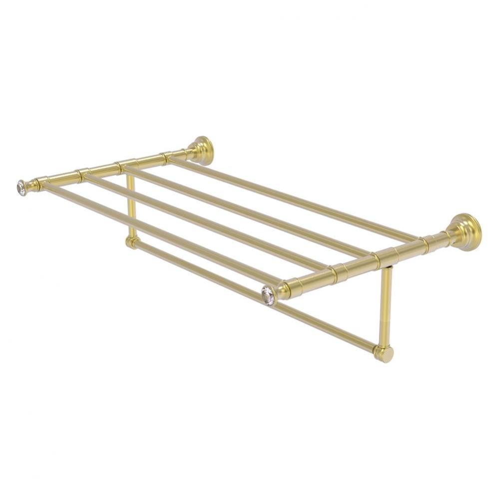 Carolina Crystal Collection 30 Inch Towel Shelf with Integrated Towel Bar - Satin Brass