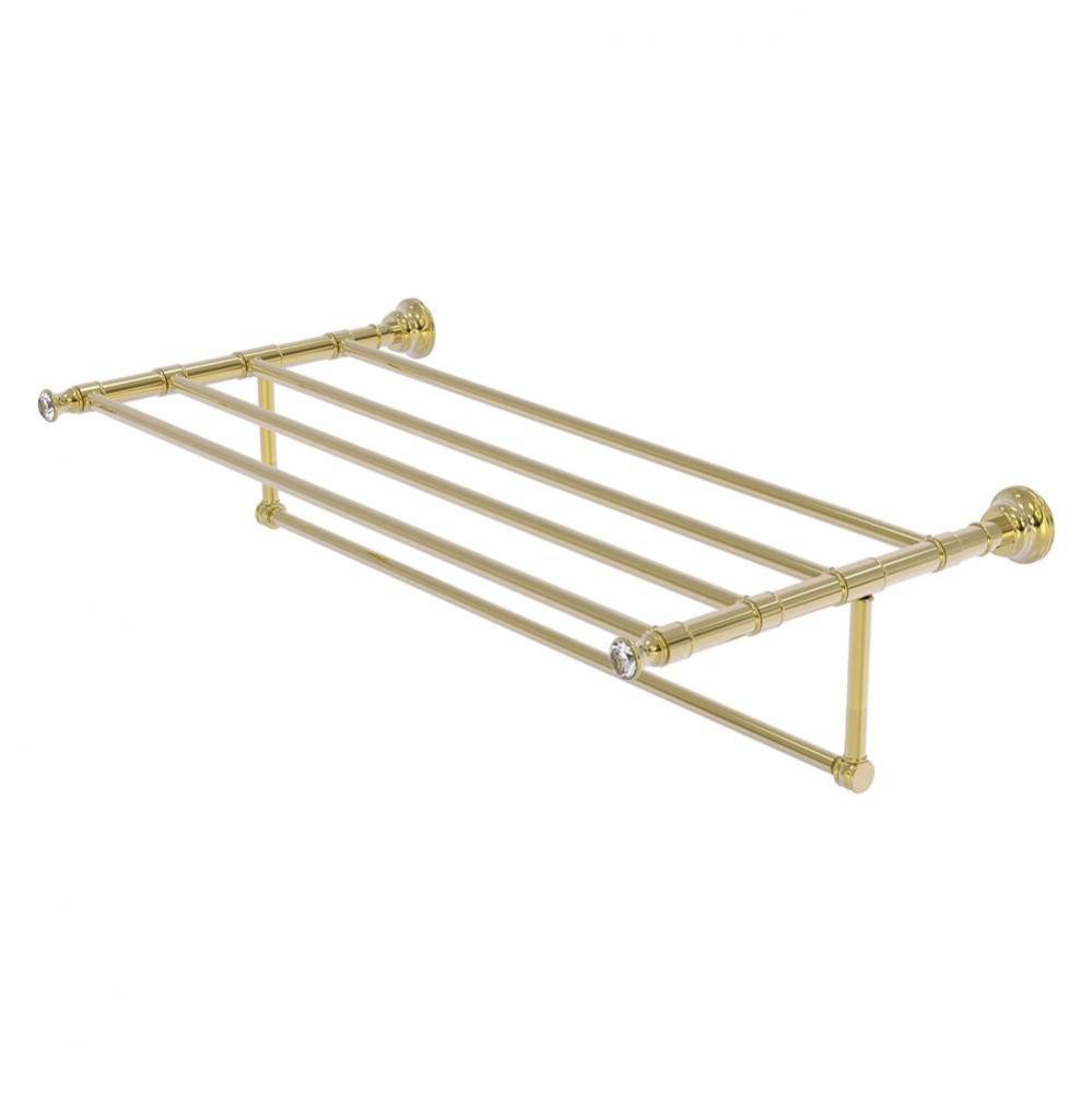 Carolina Crystal Collection 36 Inch Towel Shelf with Integrated Towel Bar - Unlacquered Brass