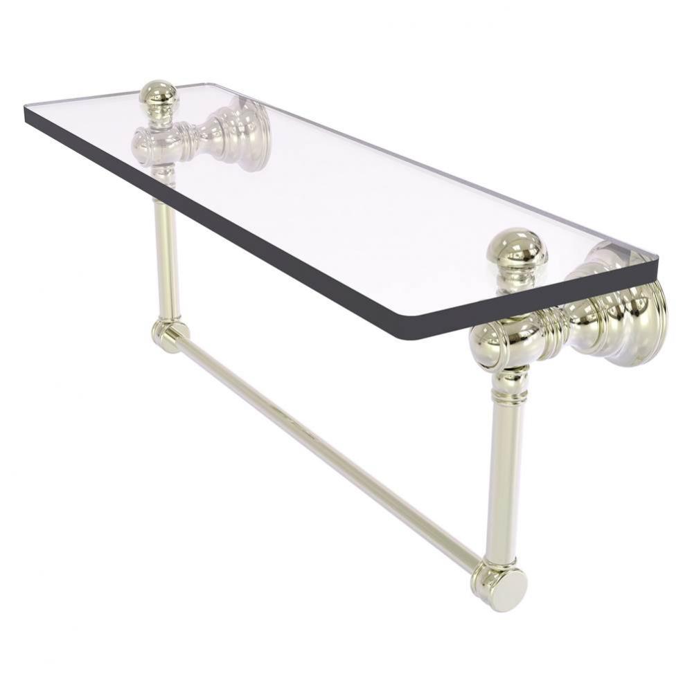 Carolina Collection 16 Inch Glass Shelf with Integrated Towel Bar - Polished Nickel