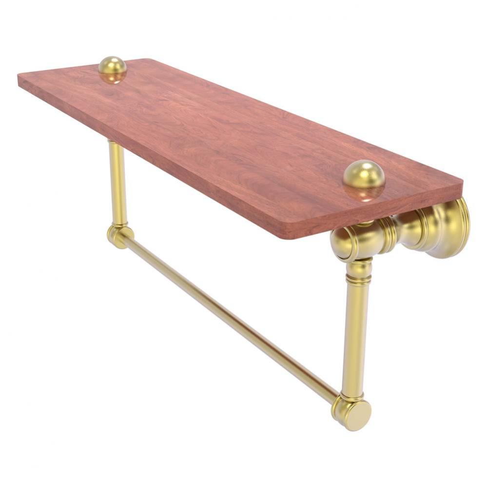 Carolina Collection 16 Inch Wood shelf with Integrated Towel Bar - Satin Brass