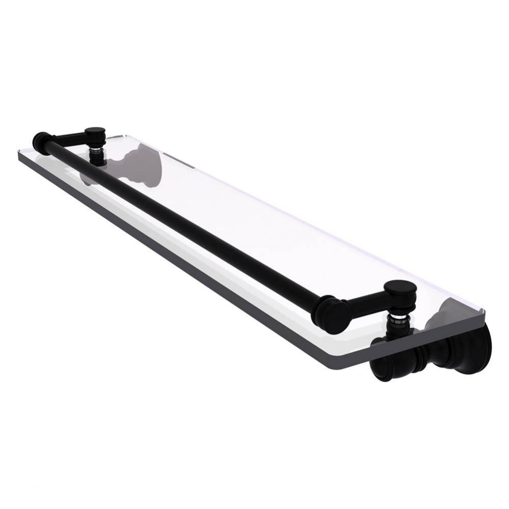 Carolina Collection 22 Inch Glass Shelf with Gallery Rail - Matte Black