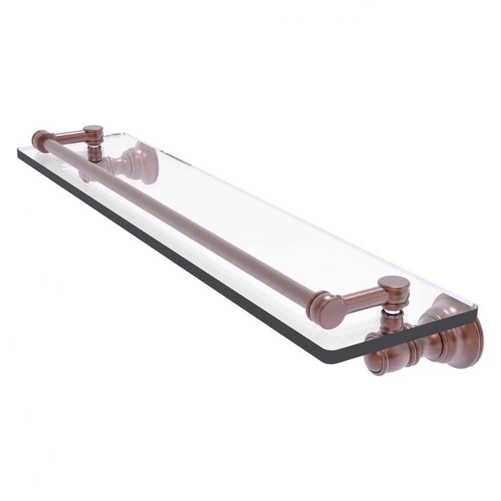 Carolina Collection 22 Inch Glass Shelf with Gallery Rail - Antique Copper