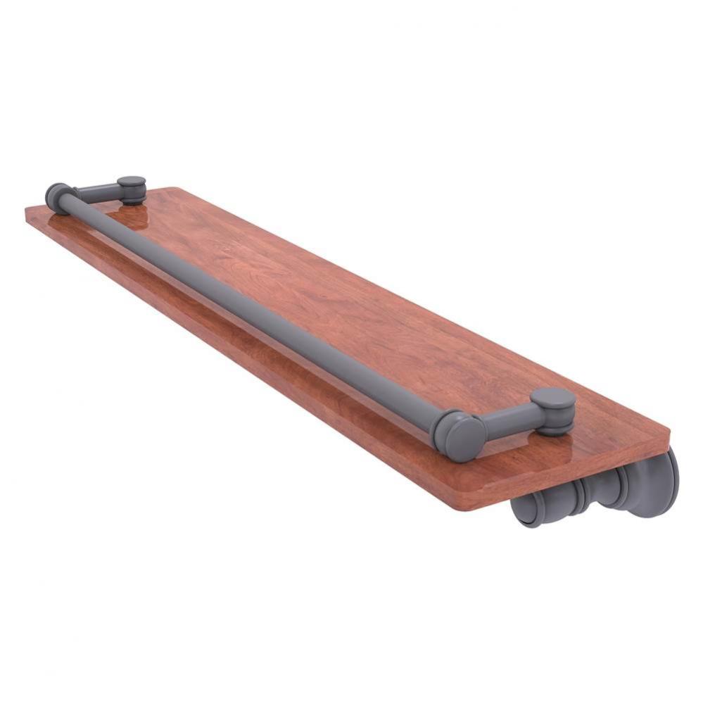 Carolina Collection 22 Inch Wood Shelf with Gallery Rail - Matte Gray