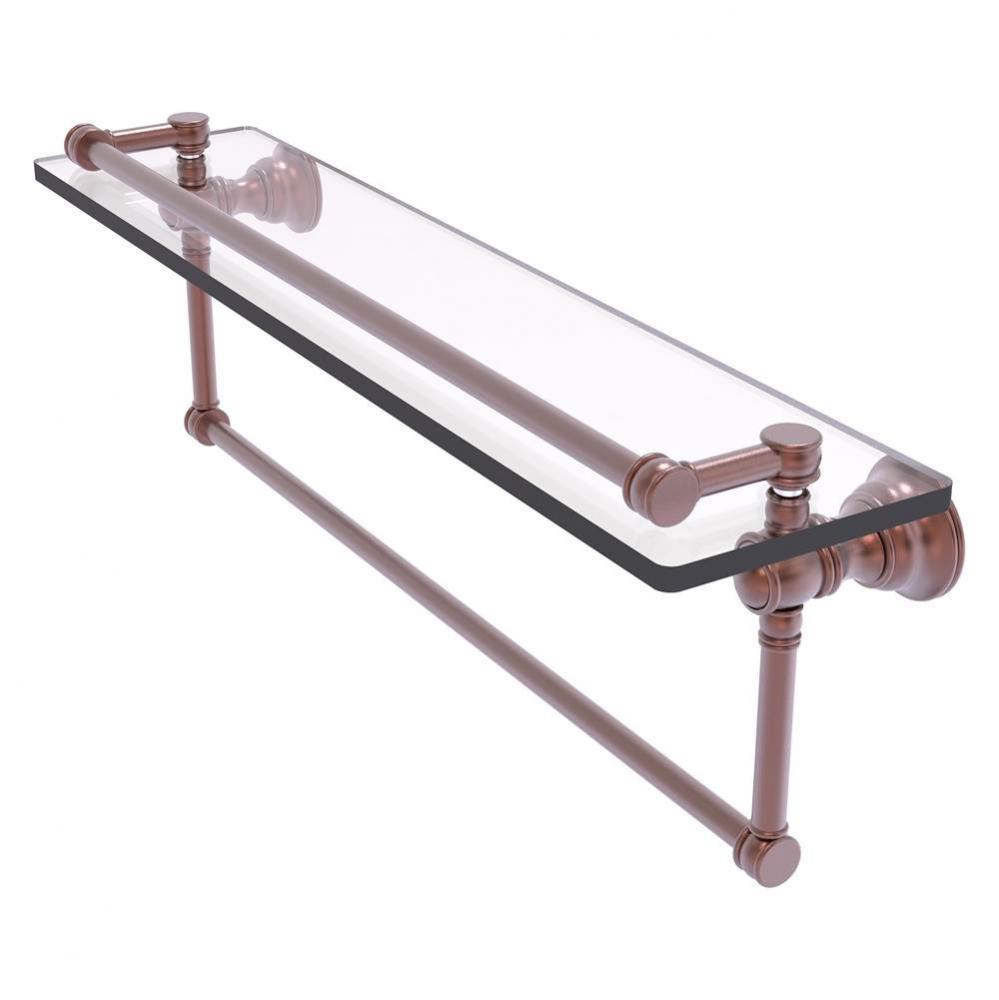 Carolina Collection 22 Inch Gallery Glass Shelf with Integrated Towel Bar - Antique Copper
