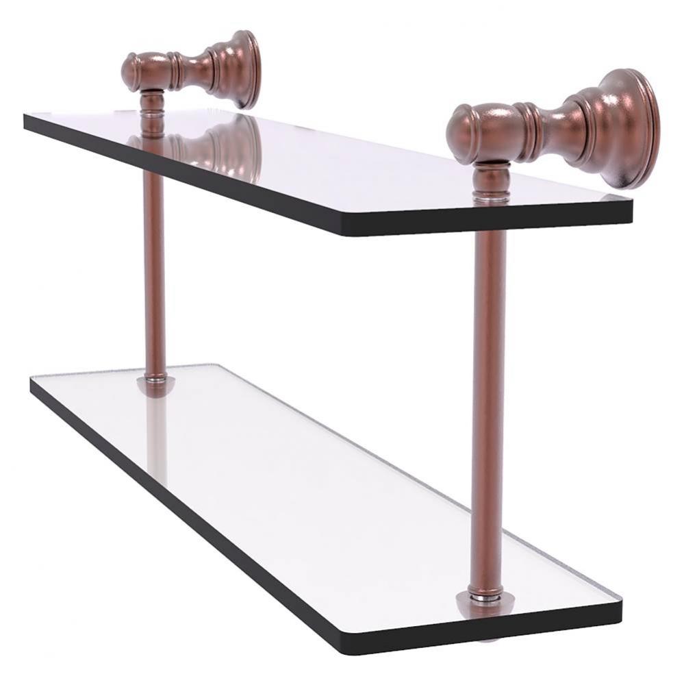 Carolina Collection 16 Inch Two Tiered Glass Shelf - Antique Copper