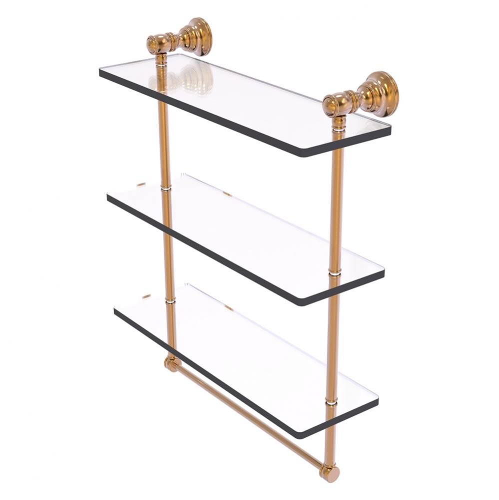 Carolina Collection 16 Inch Triple Glass Shelf with Towel Bar - Brushed Bronze