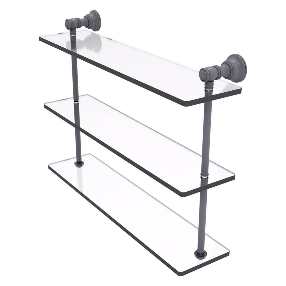 Carolina Collection 22 Inch Triple Glass Shelf - Matte Gray