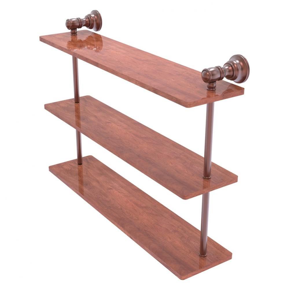 Carolina Collection 22 Inch Triple Wood Shelf - Antique Copper