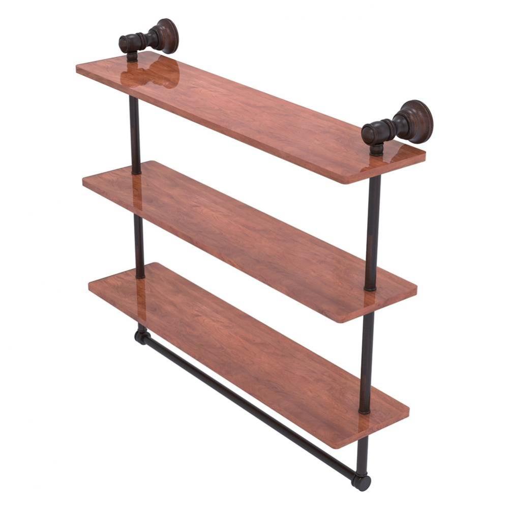 Carolina Collection 22 Inch Triple Wood Shelf with Towel Bar - Venetian Bronze